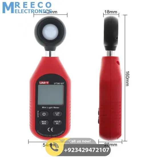 Uni-T UT 383BT LCD Display Mini Portable Digital Iluminometer - Side View