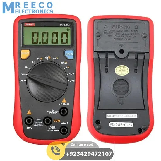 UNI T Palm Size Auto Ranging Digital Multimeter UT136D - Bottom View