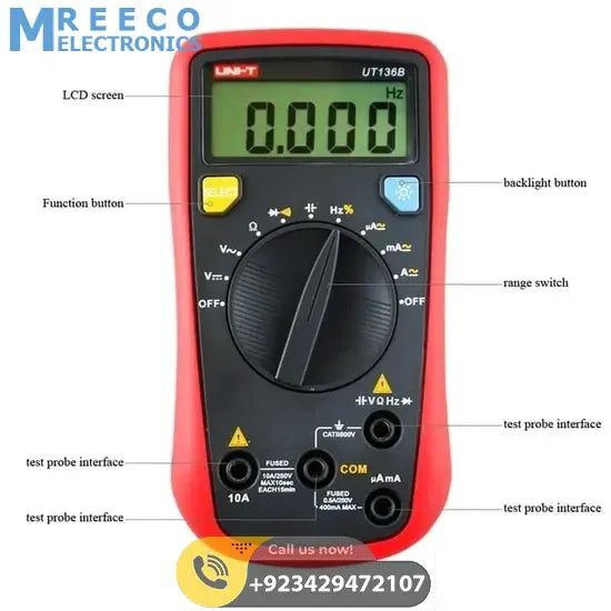 UNI T Digital Multimeter UT136B - Angle View