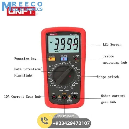 UNI T Digital Multimeter UT39A+ - Top View