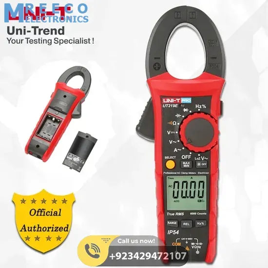 UNI T UT219E True RMS AC DC Clamp Meter 600A - Front View