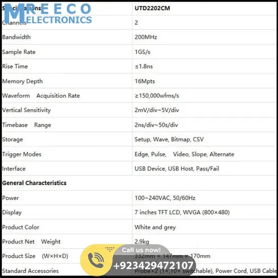 Digital Storage Oscilloscope 2 Channel DSO UNI T UTD2202CM - Bottom View
