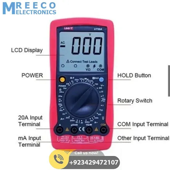 General Digital Multimeter UNI T UT58A - Angle View