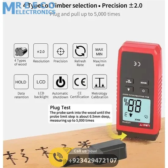 UNI T Wood Moisture Meter UT377A - Top View
