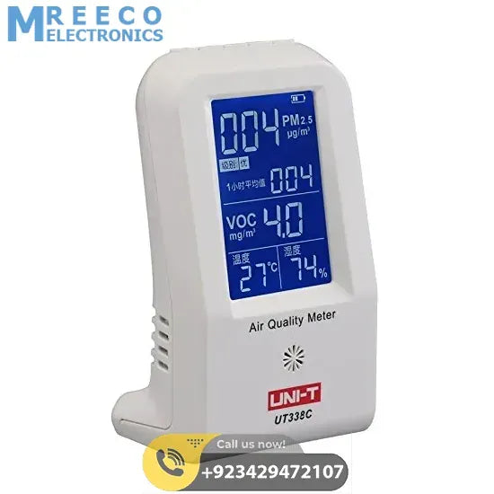 UNI-T UT338C Meter PM2.5 Air Quality Humidity Detector Temperature Monitor with Back light - Front View