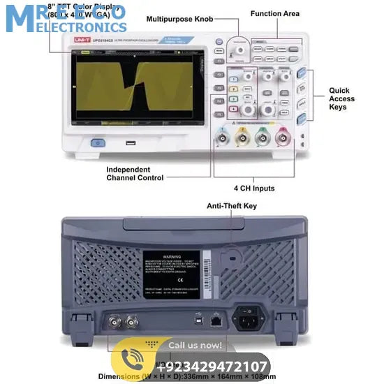 UNI T UPO2104CS Digital Oscilloscope 4 Channel DSO 100MHz - Top View