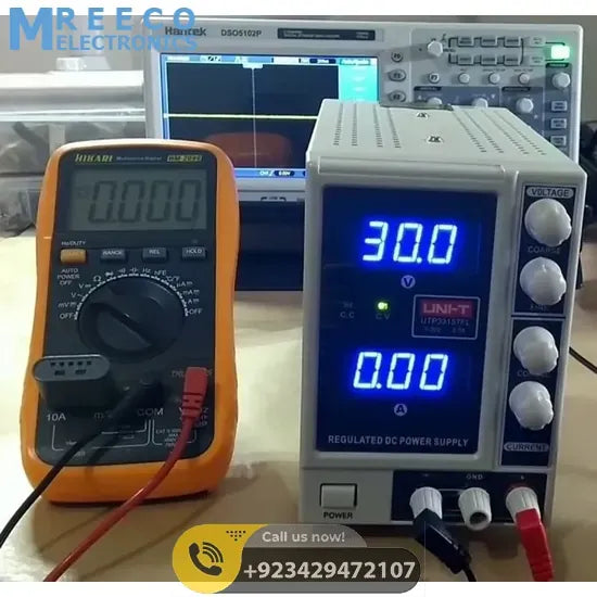 UNI T UTP3315TFL 30V 5A Variable DC Power Supply - Angle View