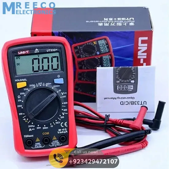 UNI T UT33D+ Palm Size Multimeter - Side View
