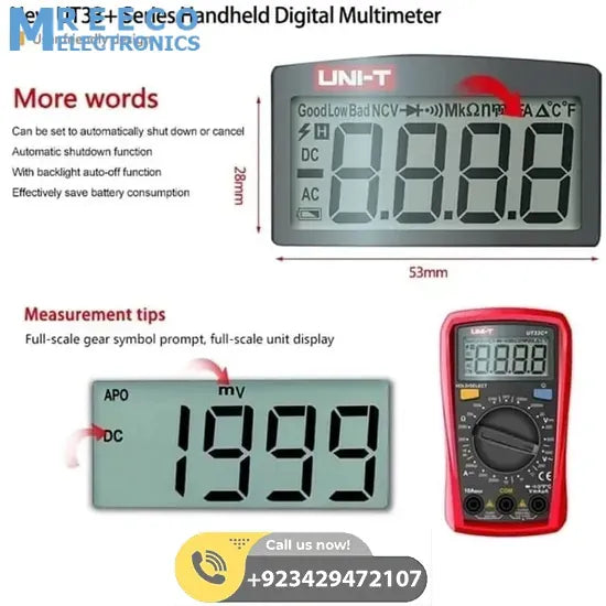 UNI T UT33D+ Palm Size Multimeter - Close-up