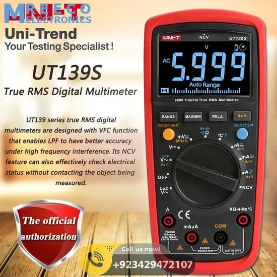 UNI T UT139S True RMS Digital Multimeter - Front View