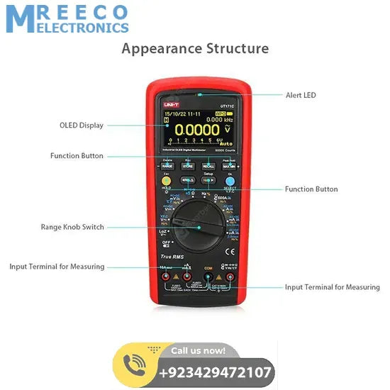 UNI T UT171C Industrial True RMS Digital Multimeter - Bottom View