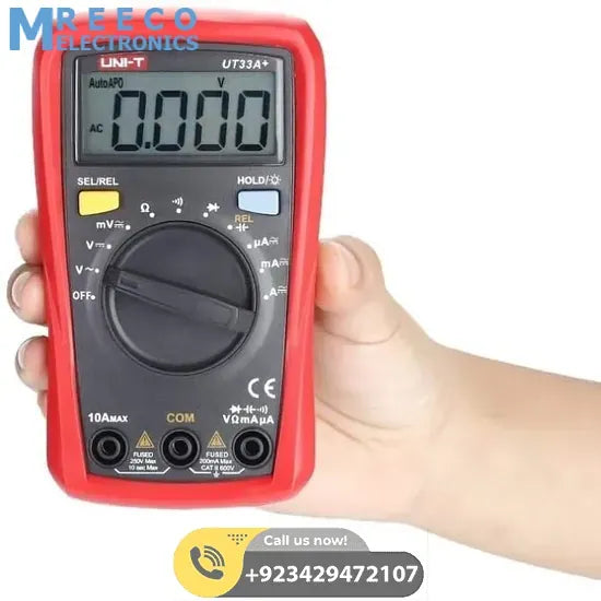 UNI T UT33A+ Palm Size Multimeter - Side View