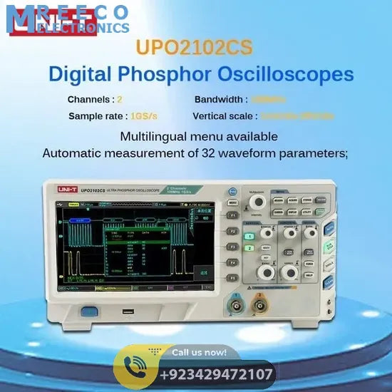 UNI T UPO2102CS Digital Oscilloscope 2 Channel DSO 100MHz - Front View