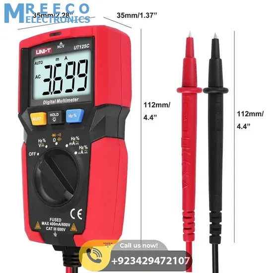 UNI T UT125C Digital Multimeter - Angle View