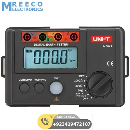 UNI T UT521 Earth Ground Tester Meter - Front View
