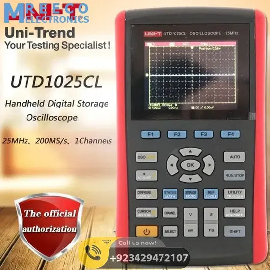 UNI T UTD1025CL Portable Handheld Digital Oscilloscope - Front View