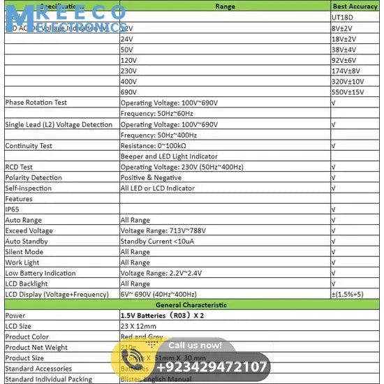 UNI T Voltage And Continuity Tester UT18D - Zoomed View