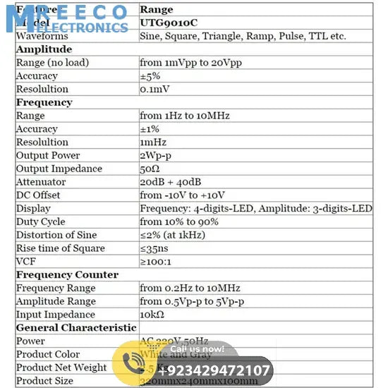 UNI T UTG9010C Digital Function Signal Generator - Bottom View