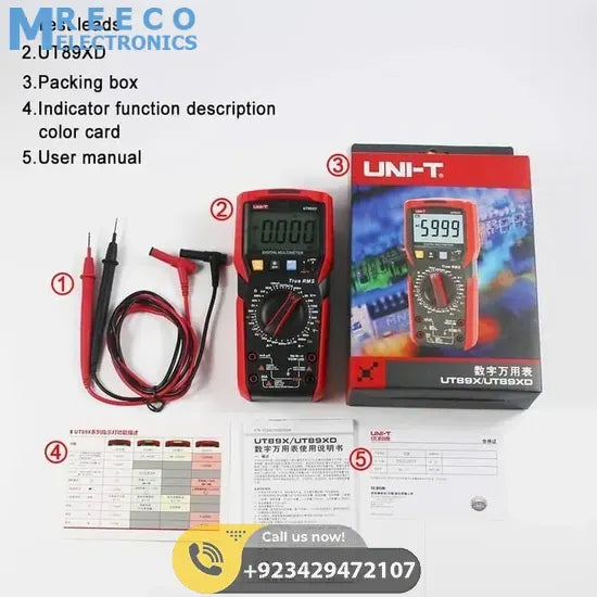 UNI T True RMS Digital Multimeter UT89XD - Angle View