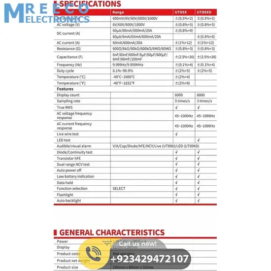 UNI T True RMS Digital Multimeter UT89XD - Display View