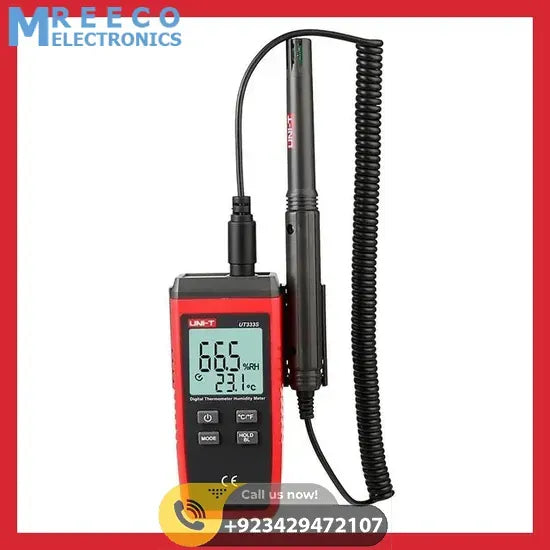 UNI-T UT333S Digital Temperature Humidity Meter - Side View