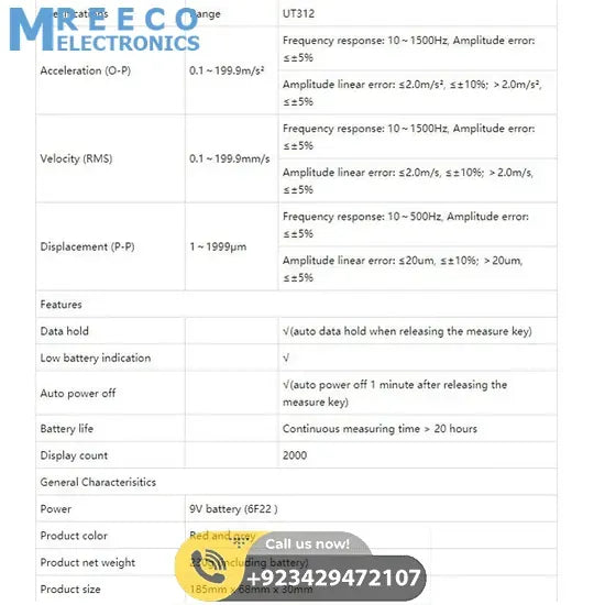 UNI T Vibration Tester UT312 - Bottom View