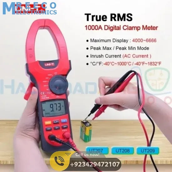 UNI T True RMS Digital Clamp Meter Tong Tester UT207 - Side View