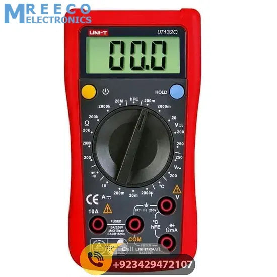 UNI T UT132C Palm Size Digital Multimeter - Side View