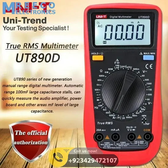 UNI T True RMS Digital Multimeter UT890D - Front View