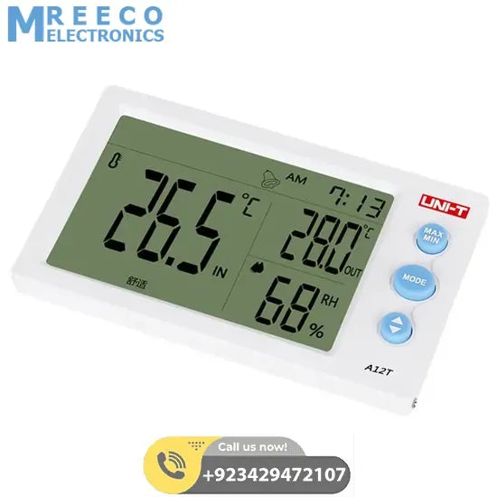 UNI T Temperature Humidity Meter A12T - Side View