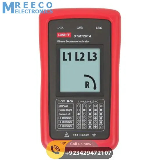 UNI T Phase Sequence Motor Rotation Indicator UT261A - Back View