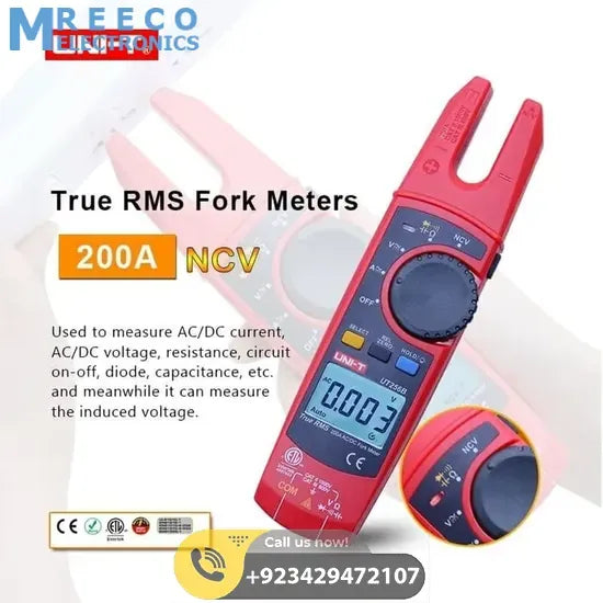 True RMS Digital Fork Type Clamp Meter UNI T UT256B - Front View