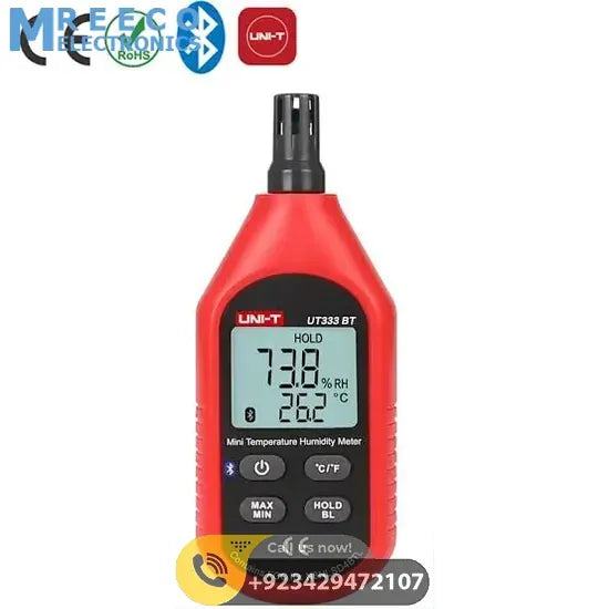 UNI T UT333BT Mini Temperature Humidity Meter - Front View