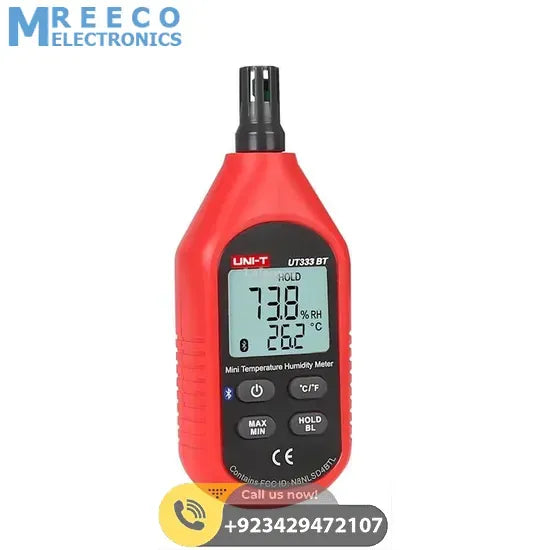 UNI T UT333BT Mini Temperature Humidity Meter - Side View