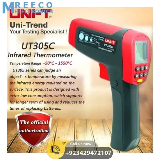 Digital Infrared IR Thermometer UNI T UT305C - Front View