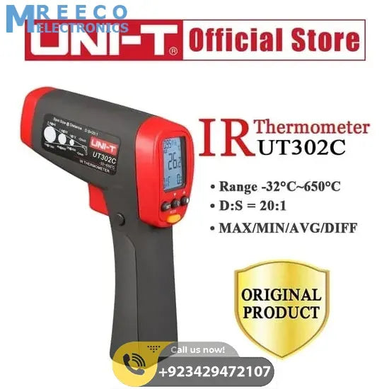 Infrared IR Professional Thermometer UNI T UT302C - Front View