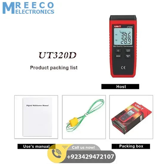 UNI T Digital Contact Type Thermometer UT320D - Top View
