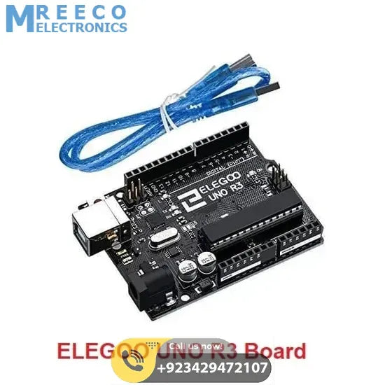 Original ELEGOO UNO R3 Board with USB Cable Compatible with Arduino IDE - Front View