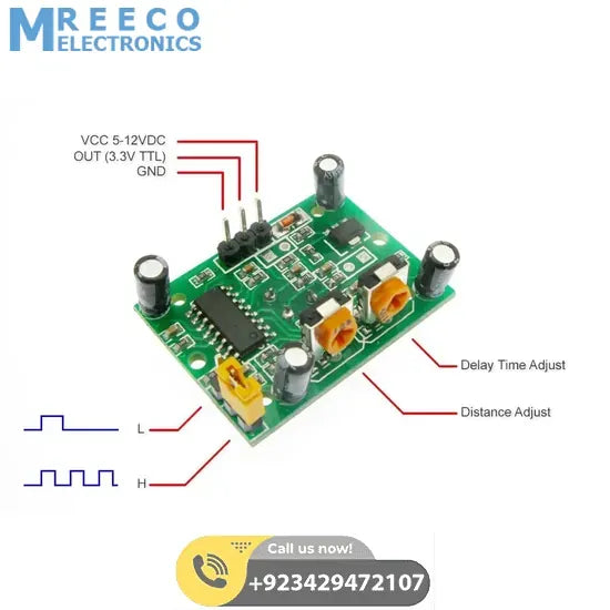 HC-SR501 PIR Motion Sensor module in Pakistan HW-416-B - Back View