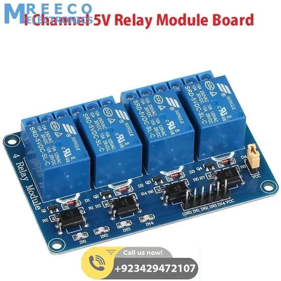 Arduino 4 Channel Relay Module Board - Front View