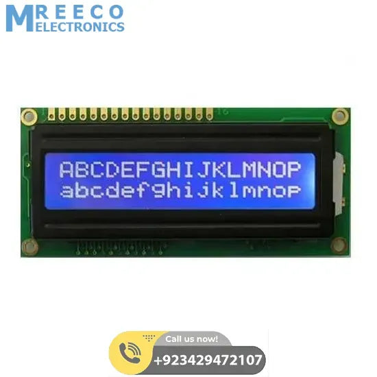Blue 1602 LCD 16x2 Character LCD Arduino Display For Arduino - Front View