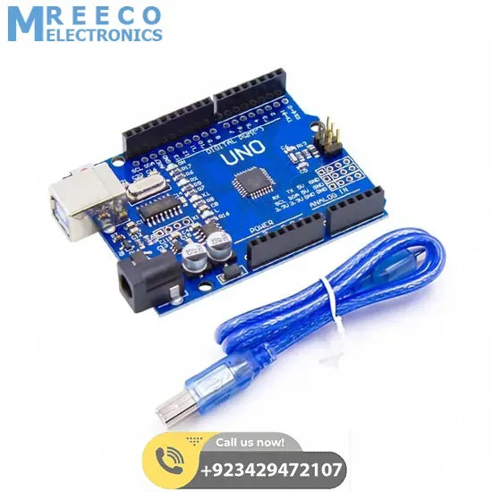 Arduino Uno R3 SMD Cheap Price In Pakistan With USB Cable - Top View