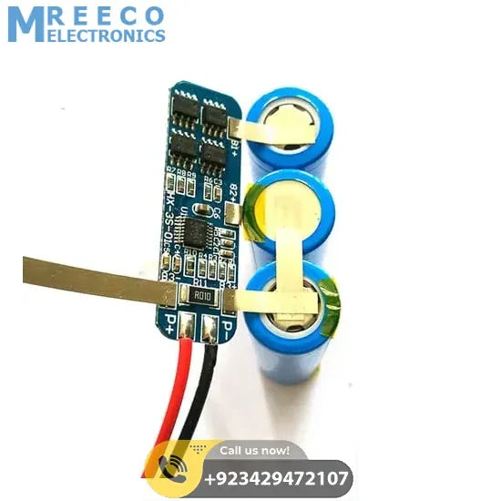 HX-3S-1 Lithium Battery 3S 12V 10A Charge Protection Board BMS PCM for 18650 Li-ion Cells Charging - Top View