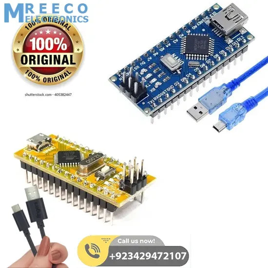 Arduino Nano V3 With USB Cable in Pakistan - Front View