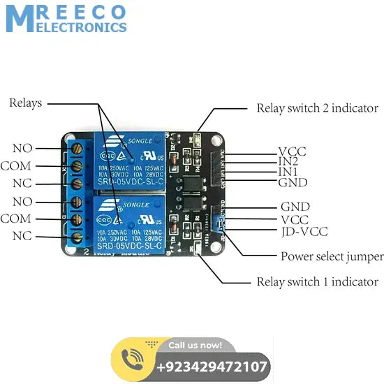 2 Channel Relay Module Relay Board Arduino Relay Module With Optocoupler - Back View
