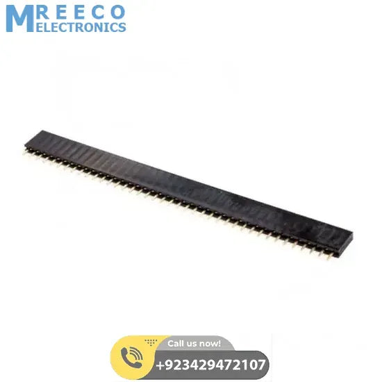 2.54mm Pitch 40 Pin Single Row Female Header Strip - Front View
