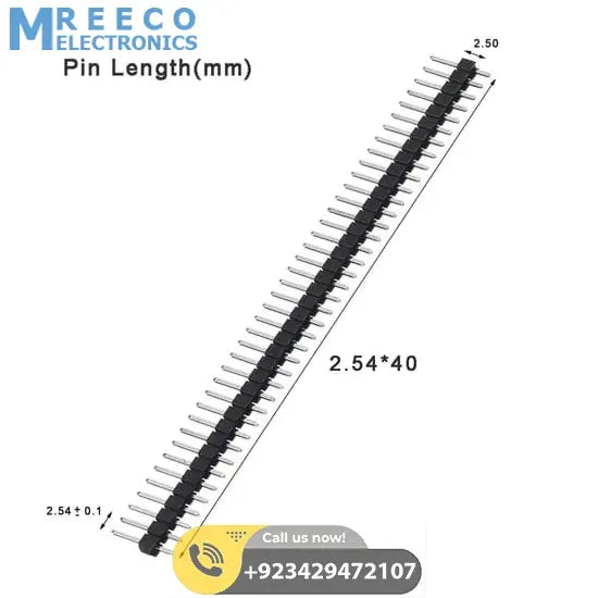 2.54mm Pitch 40 Pin Single Row Female Header Strip - Back View