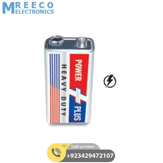 Power Plus 9V Battery High Quality Alkaline Battery - Front View