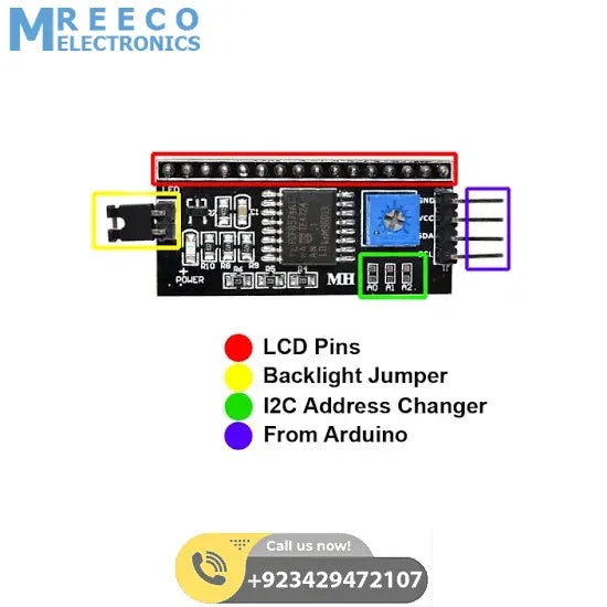 PCF8574 IIC I2C Serial Interface Adapter Module IIC I2C LCD Module - Side View