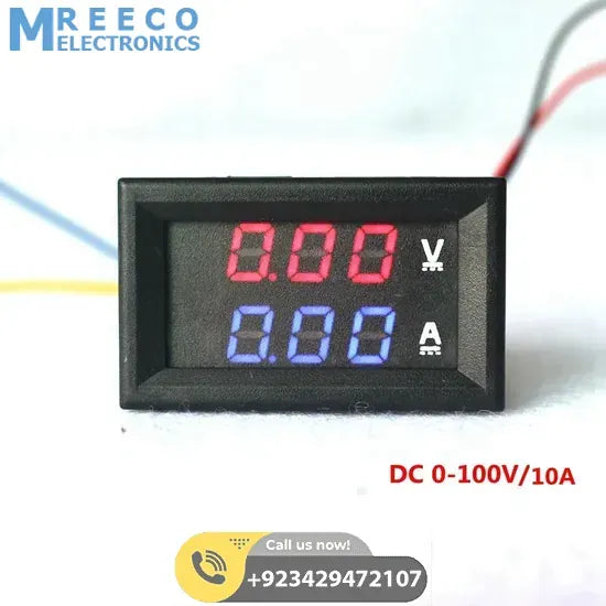 DSN-VC288 Panel Mount DC 100V 10A Voltmeter Ammeter - Side View